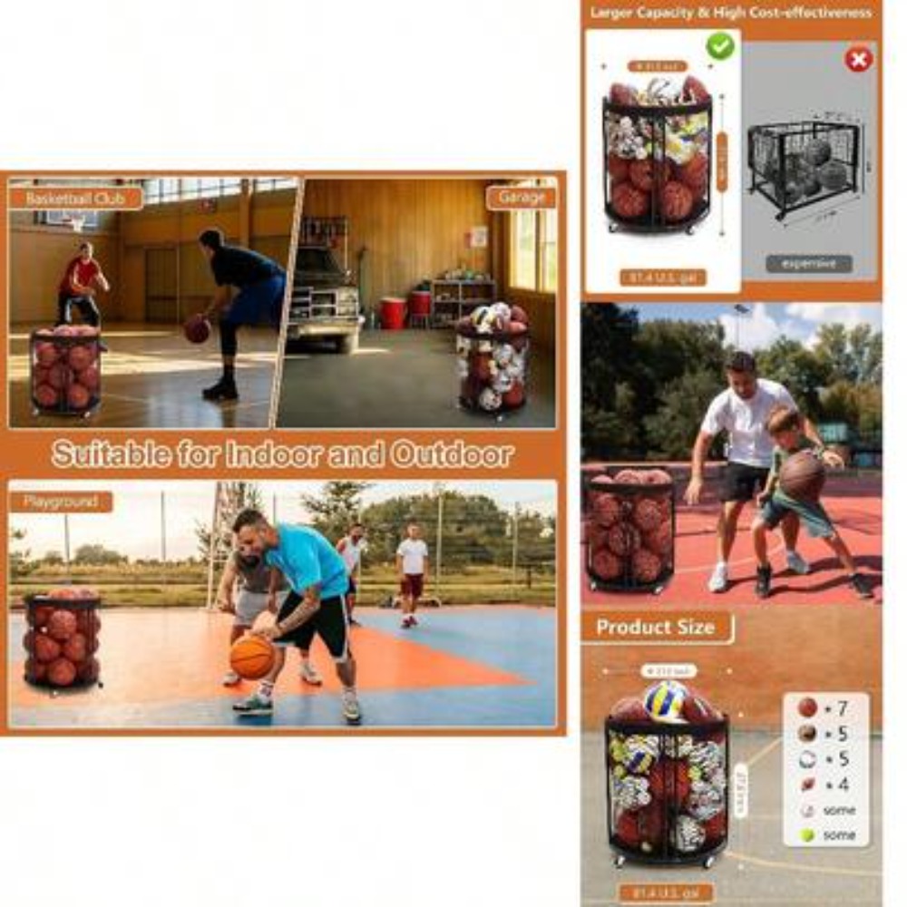 รถเข็นเก็บลูกบอลแบบแข็งแรงสำหร - Sports Equipment Rack บทวิจารณ์และราคา